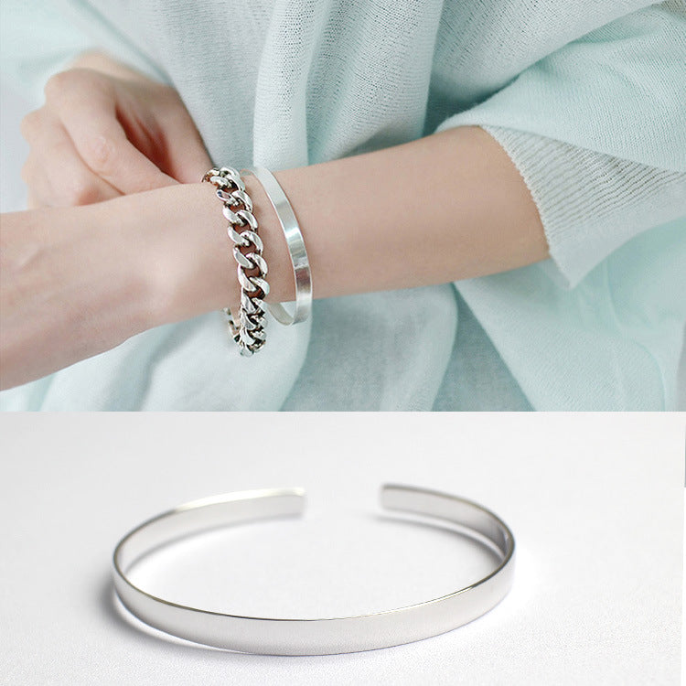 Fashion Simple Smooth Surface Silver Bangle