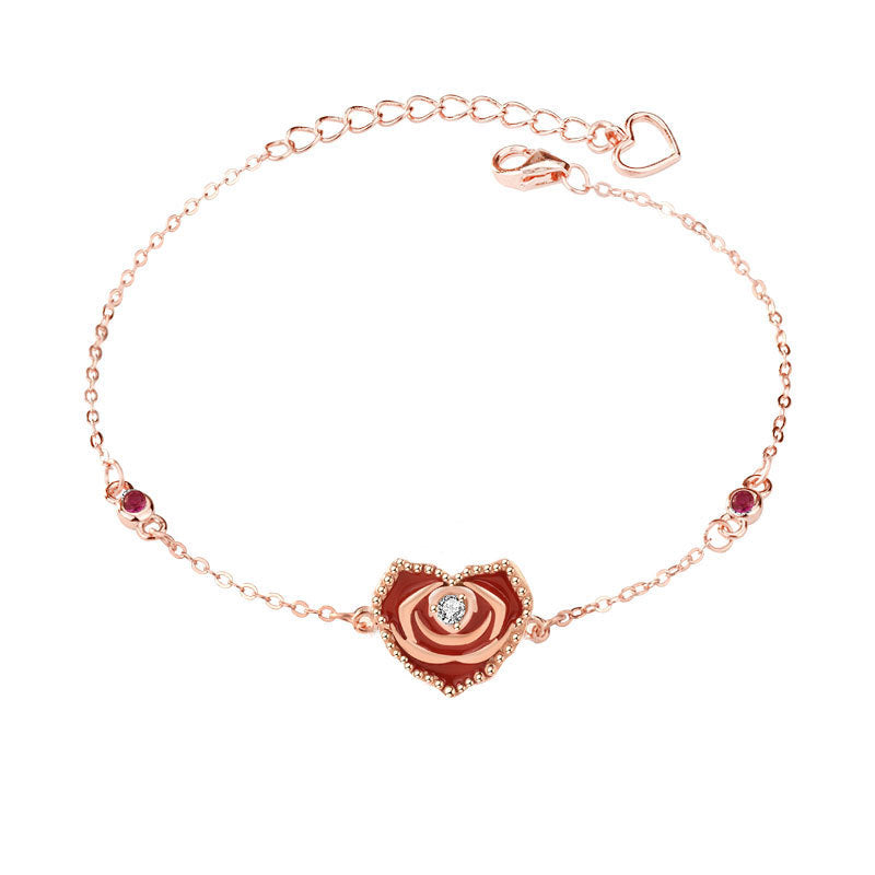 Beautiful Red Cubic Zirconia Rose Gold Silver