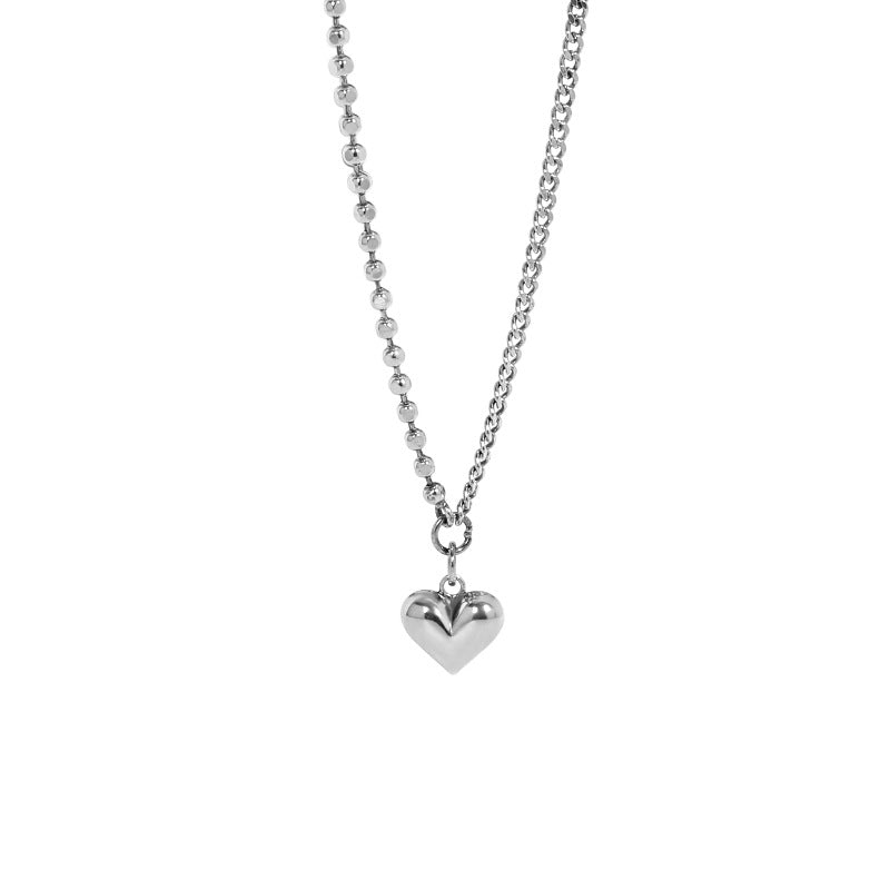 Vintage Asymmetry Chain Love Heart Silver Nec