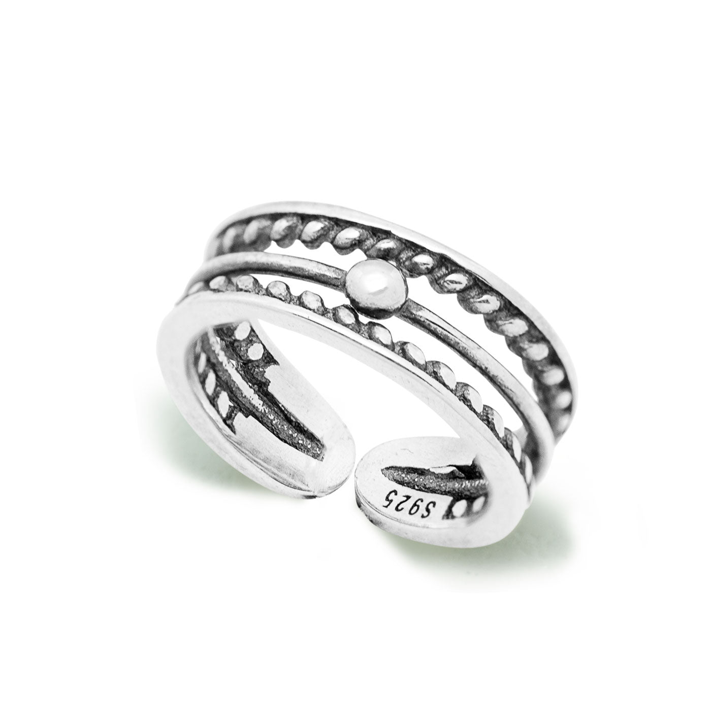 Vintage Twisted Flower Bohemia Silver Adjusta