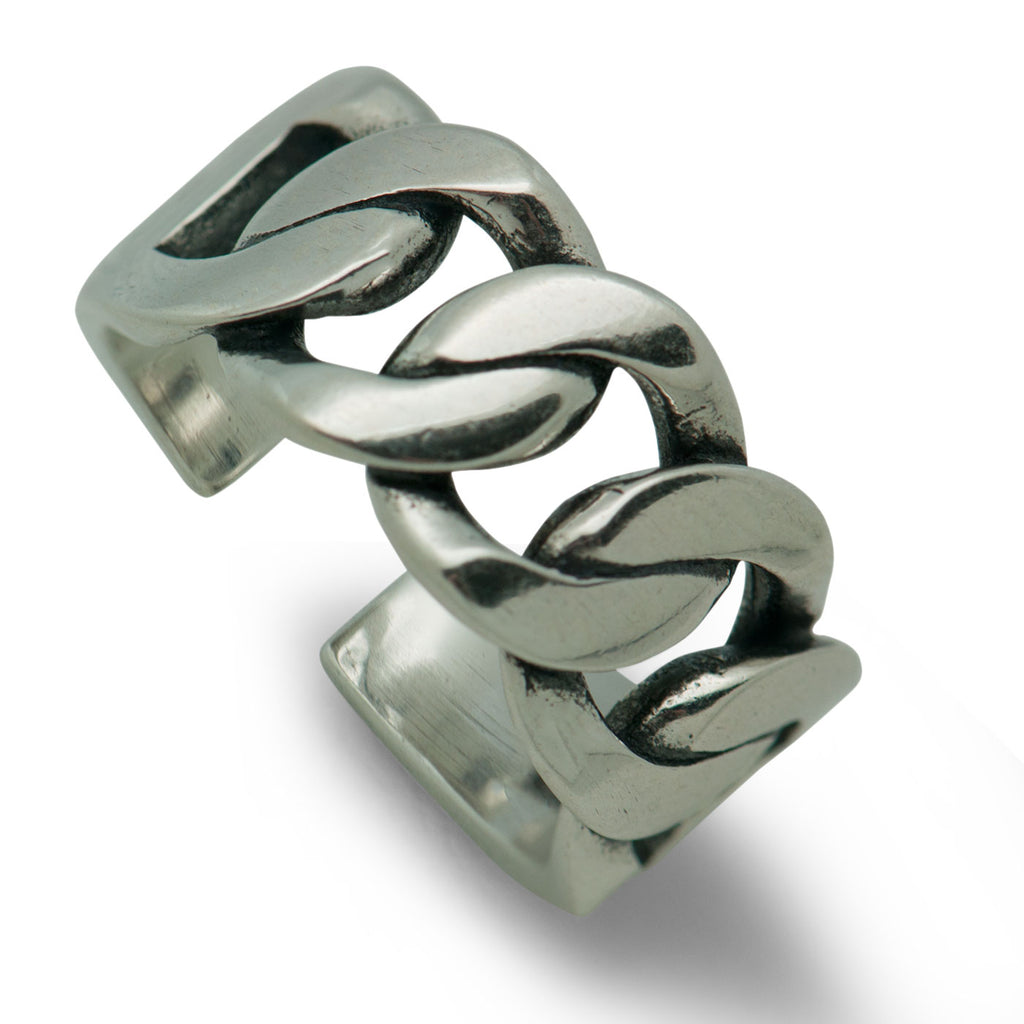 Vintage Chain Link Silver Adjustable Ring
