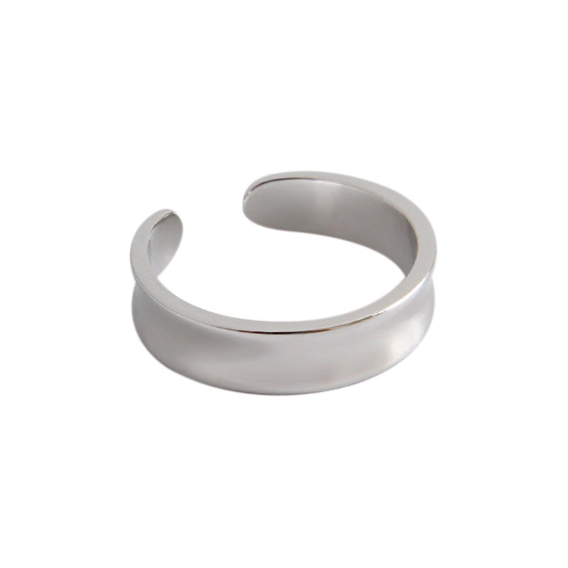 Simple Concave Silver Adjustable Ring