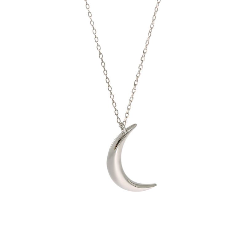 New Crescent Moon Silver Necklace