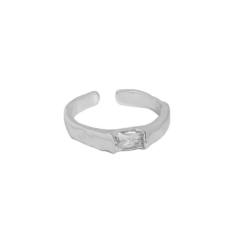 Simple Geometry Cubic Zirconia Rectangle Silver Silv
