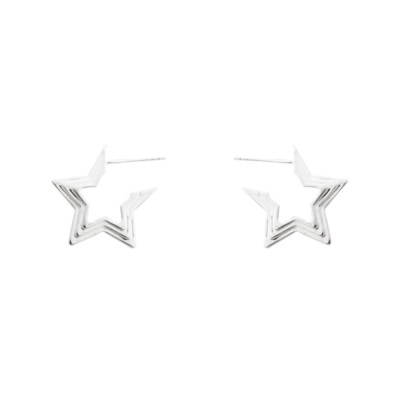 Girl Irregular Star Silver Hoop Earrings
