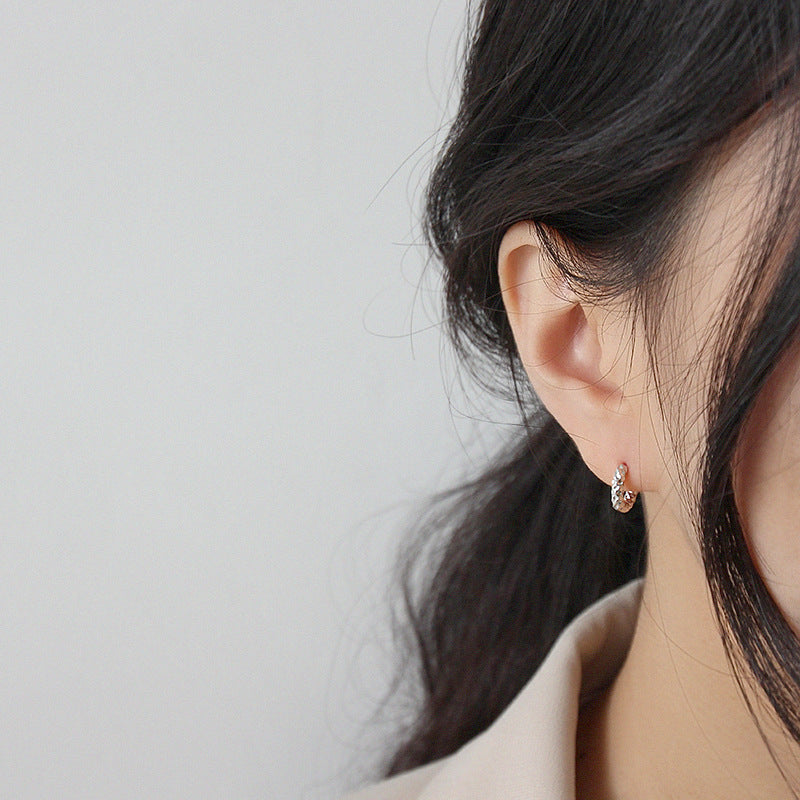 Modern Circle Silver Hoop Earrings