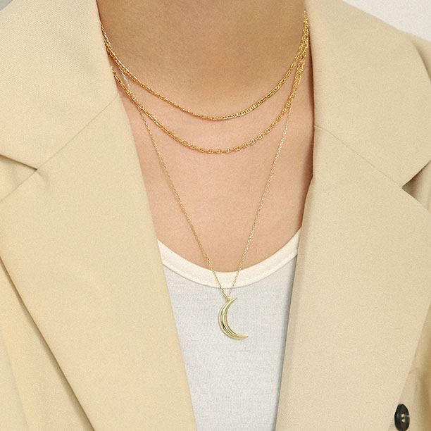 New Crescent Moon Silver Necklace