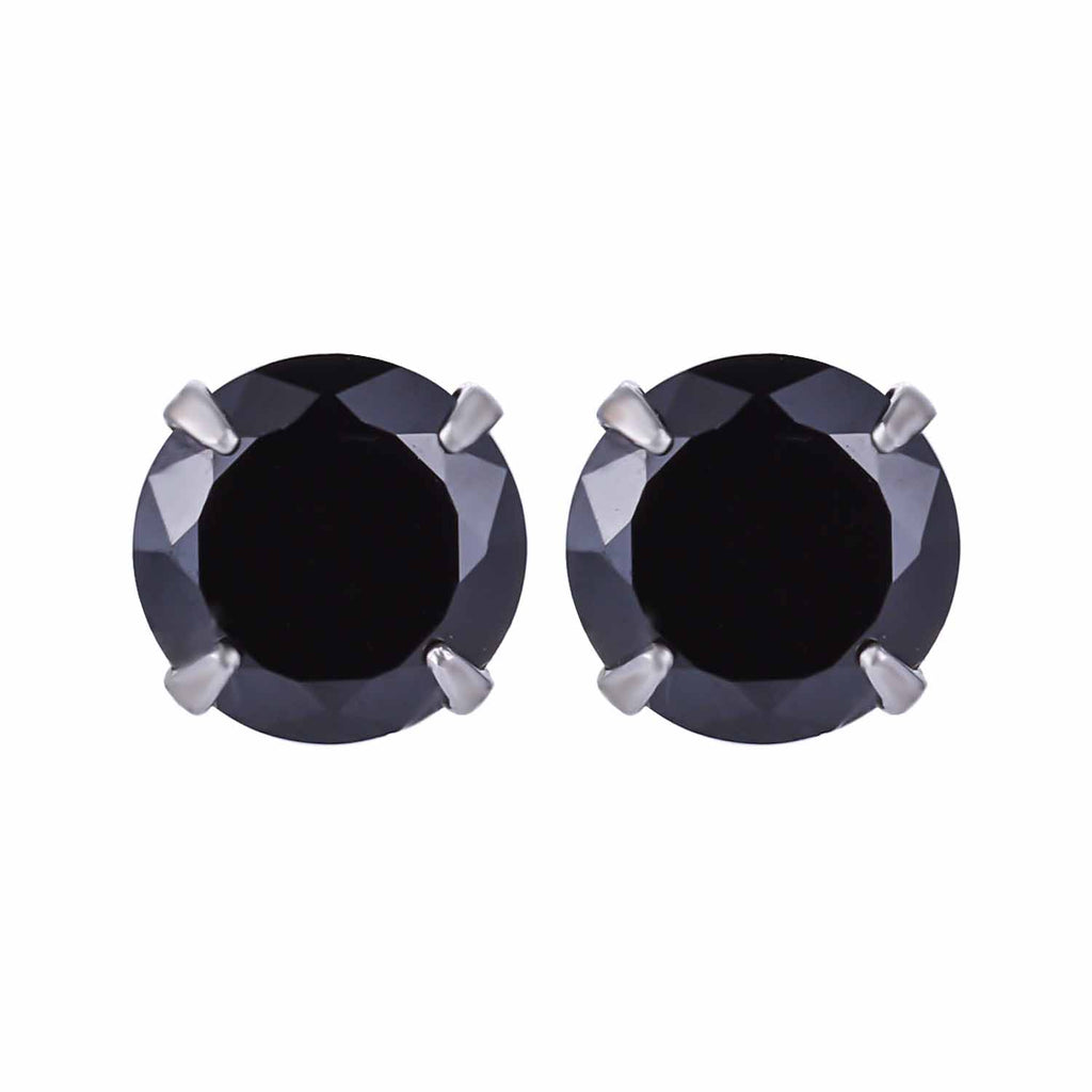 Simple Cubic Zirconia White Silver Round Stud