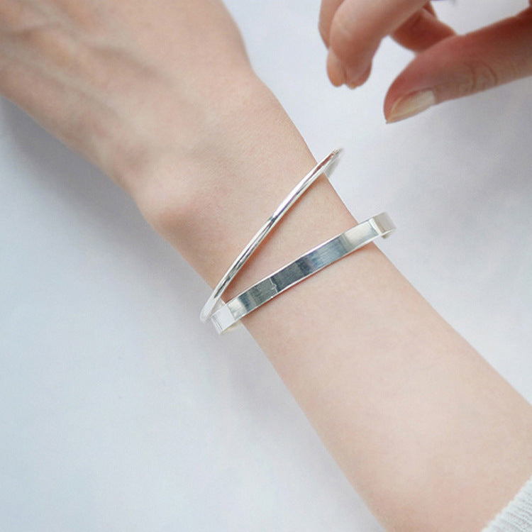 Fashion Simple Smooth Surface Silver Bangle