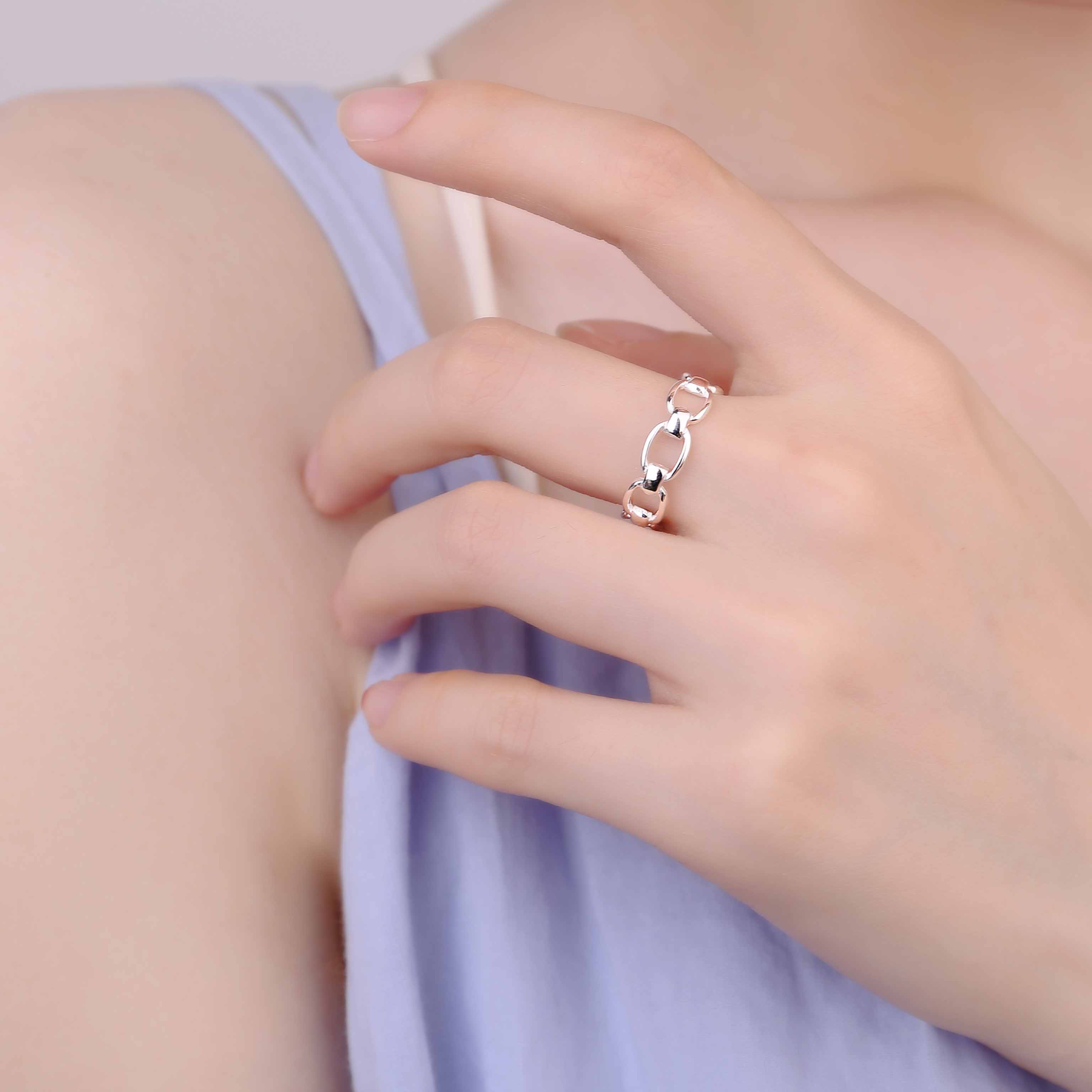 Hollow Geometric Bamboo Chain Silver Adjustab