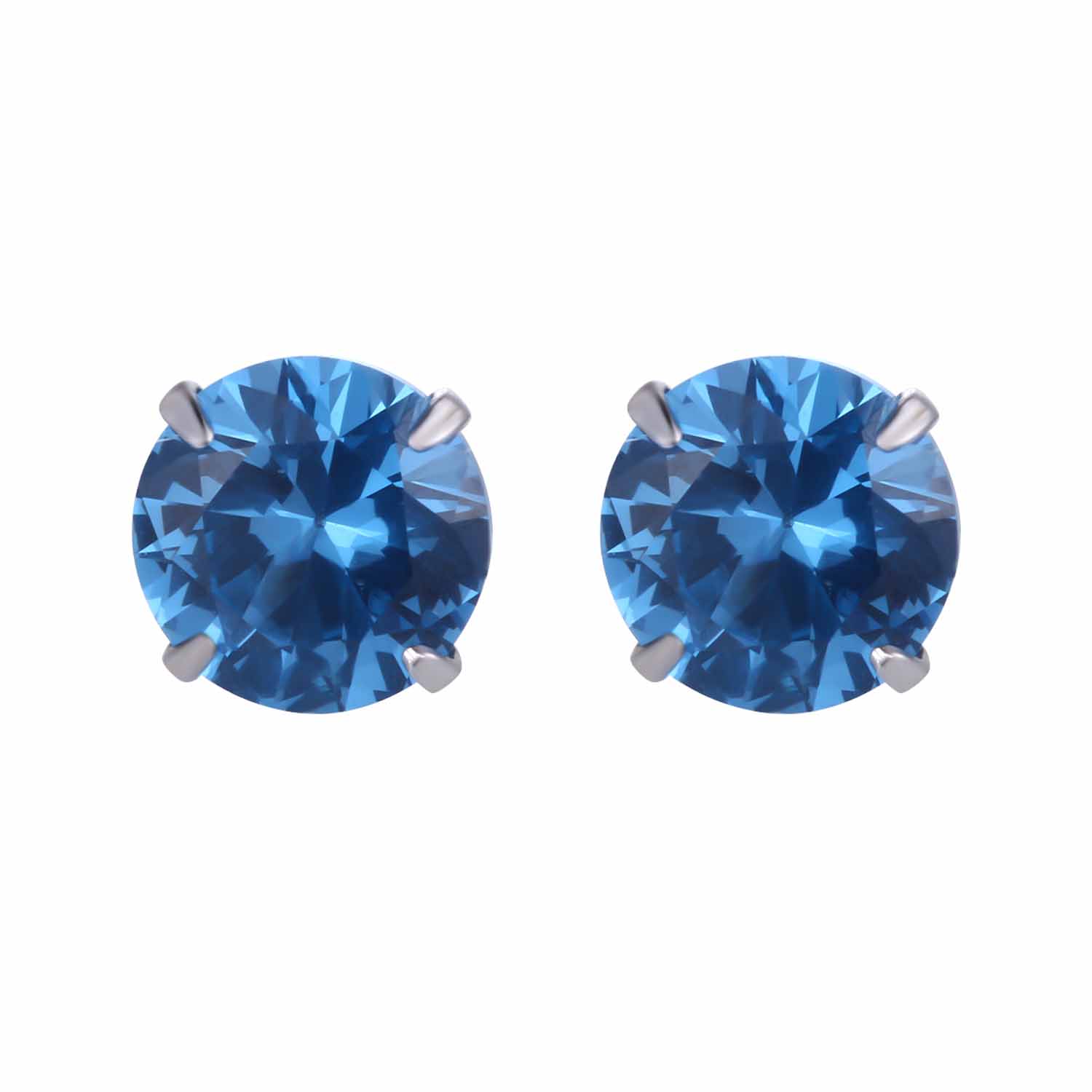 Simple Cubic Zirconia White Silver Round Stud