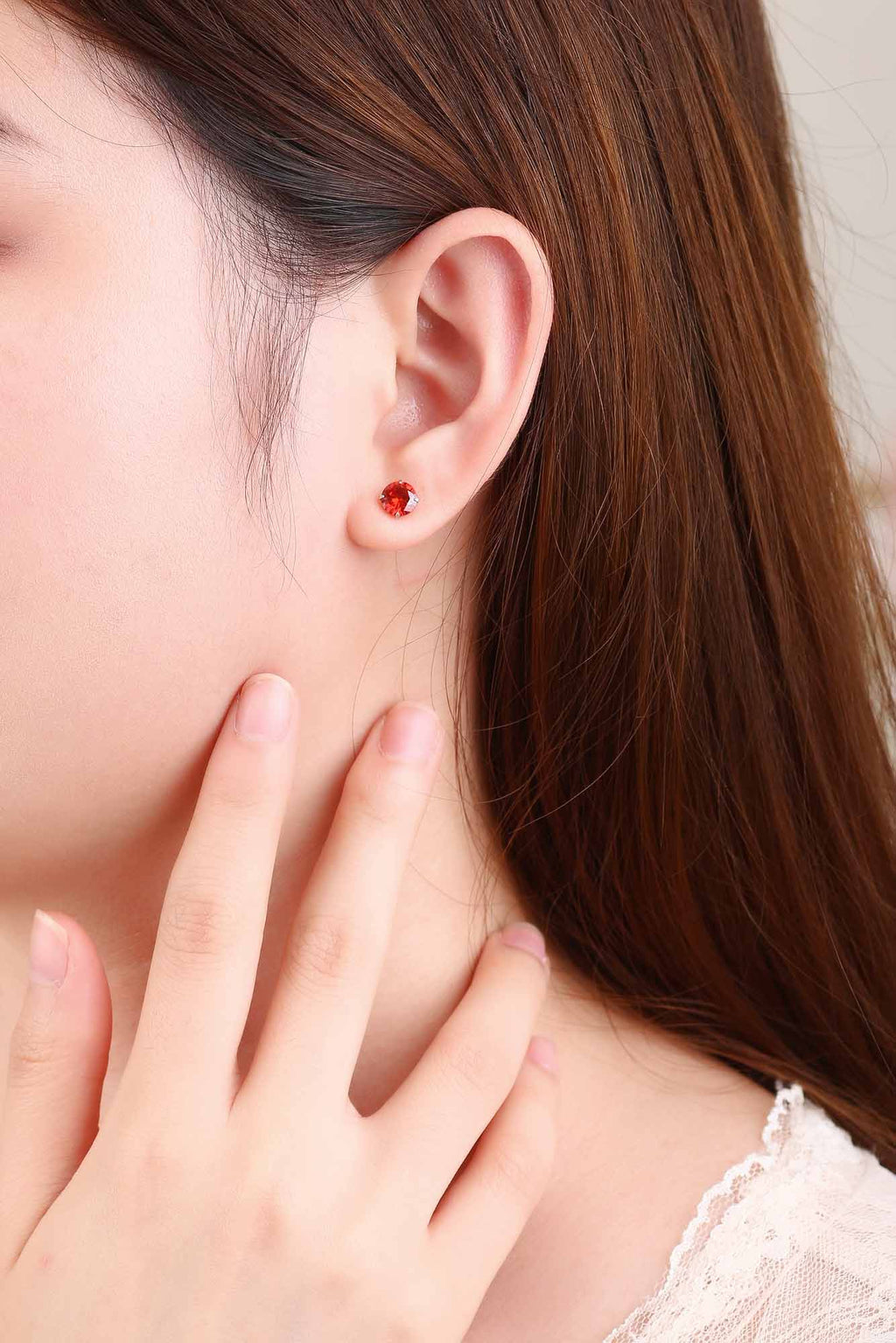 Simple Cubic Zirconia White Silver Round Stud