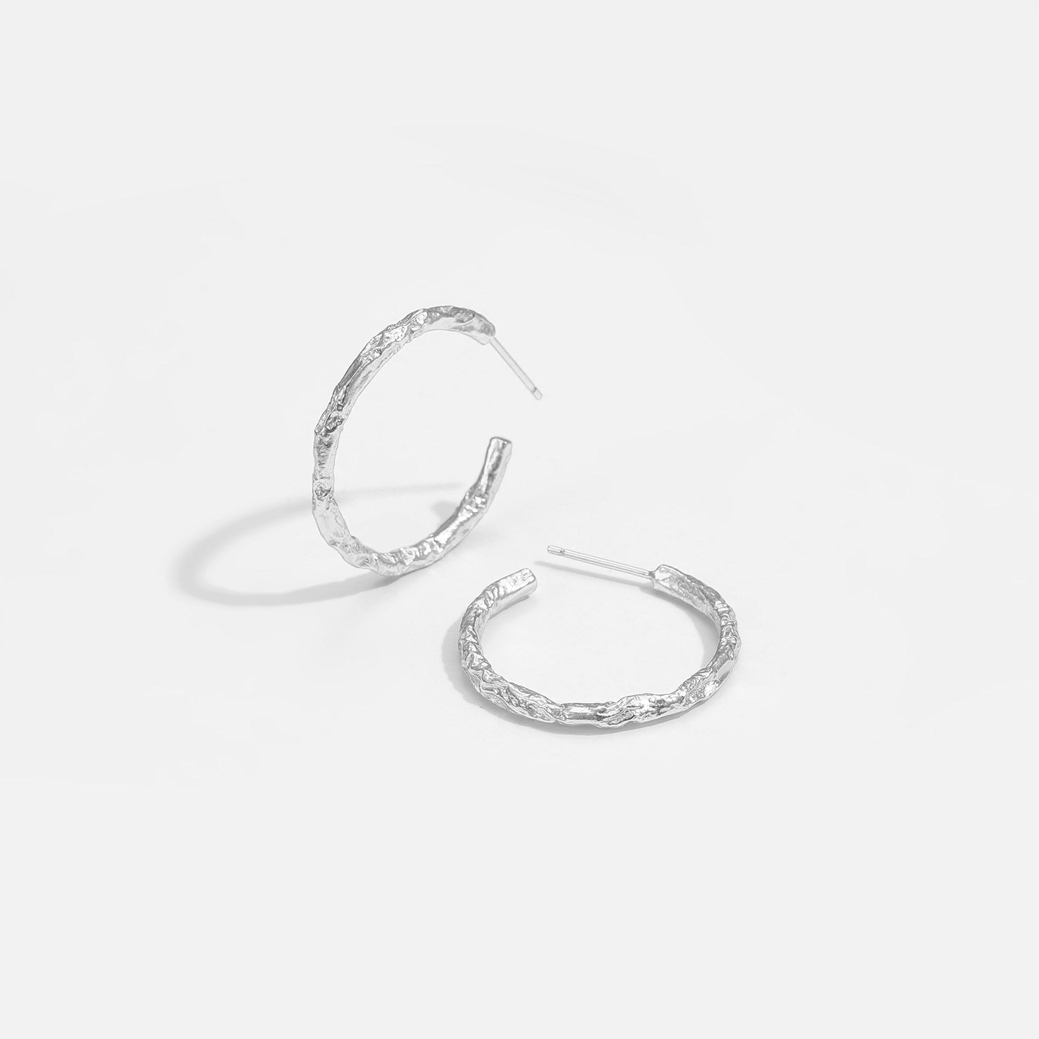Geometry Tinfoil Pattern Circle Silver Hoop E