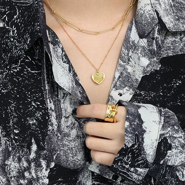 Fashion Irregular Heart Love Silver Necklace