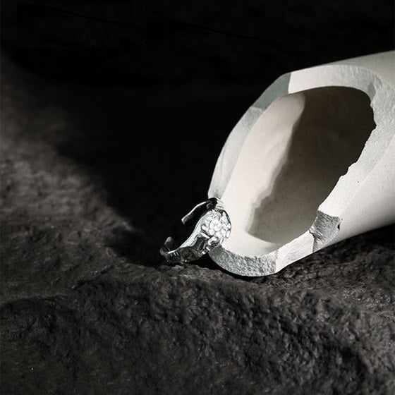 Fashion Textured Surface Silver Adjustable Ri