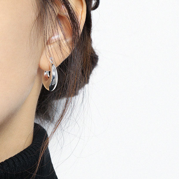 Office Letter U Shape Silver Hoop Earrings