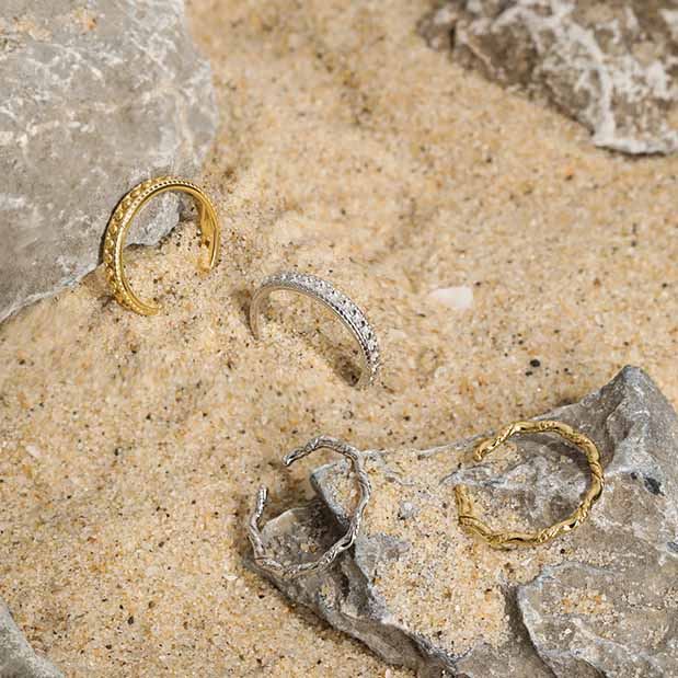 Office Bead Wave Twisted Silver Adjustable Ri