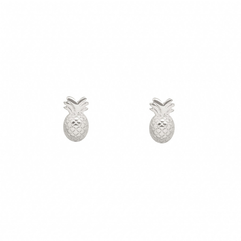 Cute Pineapple Fruit Silver Stud Earrings