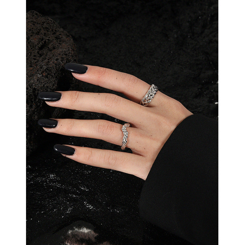 Fashion Hollow Twisted Silver Adjustable Ring
