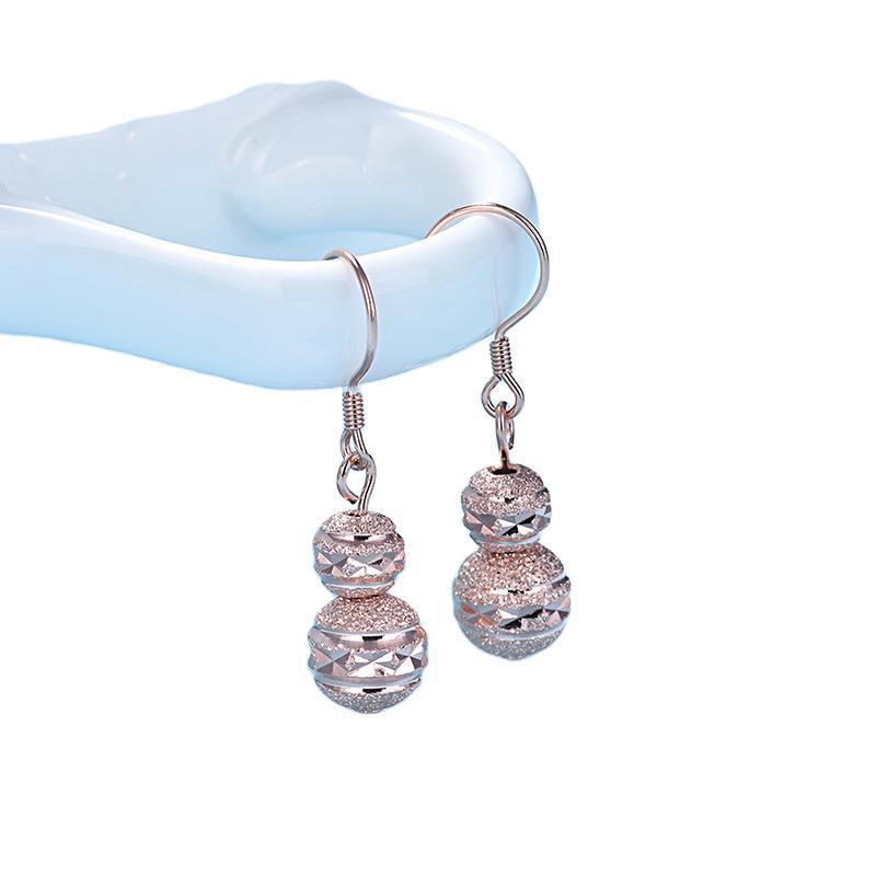 New Round Frosting Beads Silver Dangling Earr