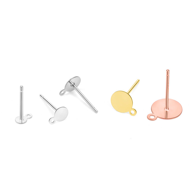 Classic Flat Round Pearl Pinto Silver Stud