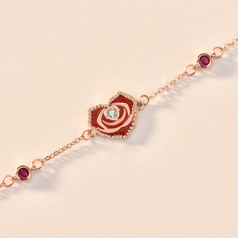 Beautiful Red Cubic Zirconia Rose Gold Silver