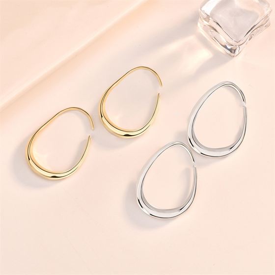 Geometry Hollow Circle Irregular Silver Hoop