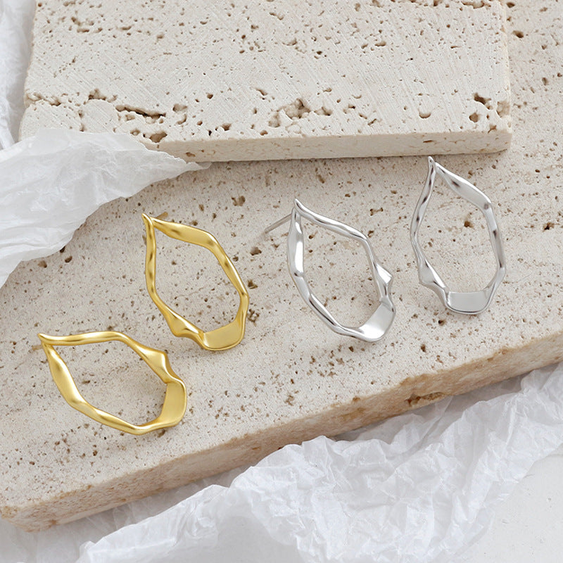 New Geometry Irregular Oval Circle Silver Stu