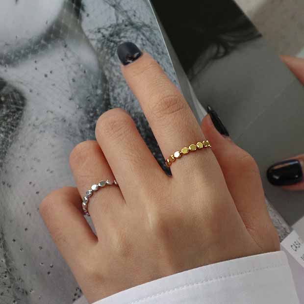 Geometry Oblate Bead Silver Ring