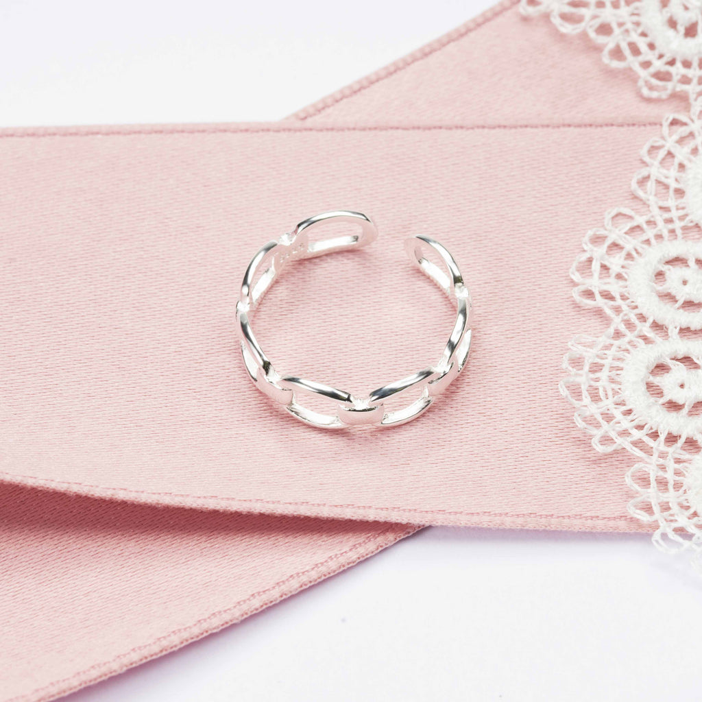 Hollow Geometric Bamboo Chain Silver Adjustab