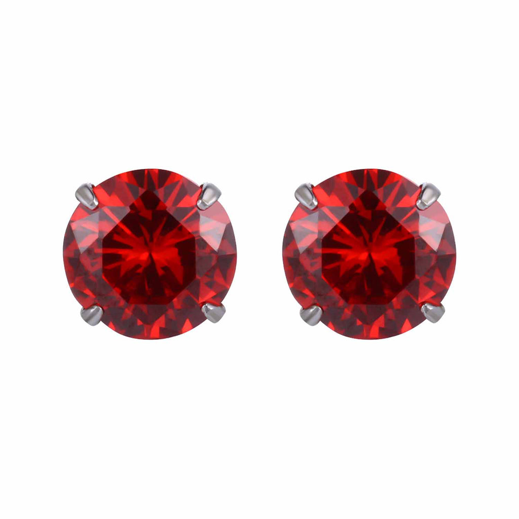 Simple Cubic Zirconia White Silver Round Stud