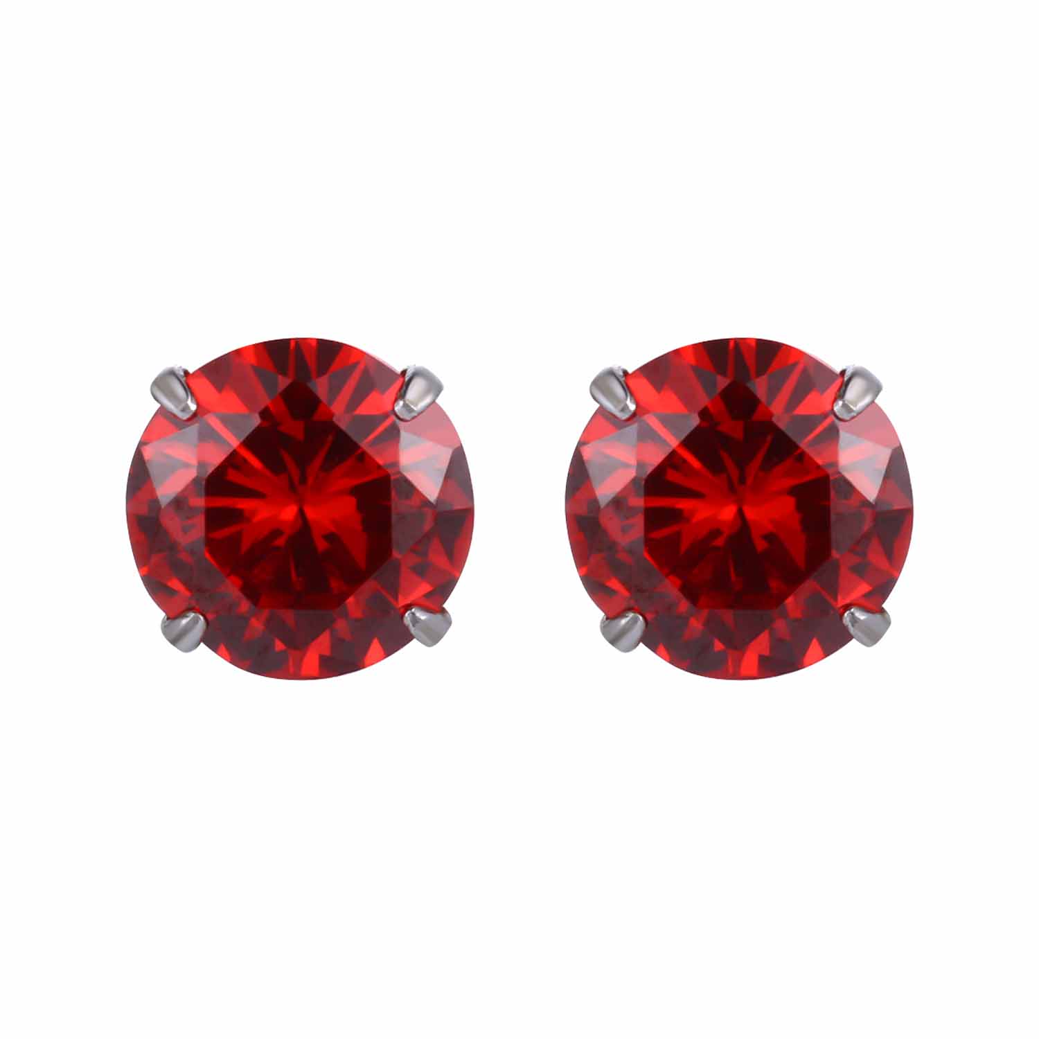 Simple Cubic Zirconia White Silver Round Stud