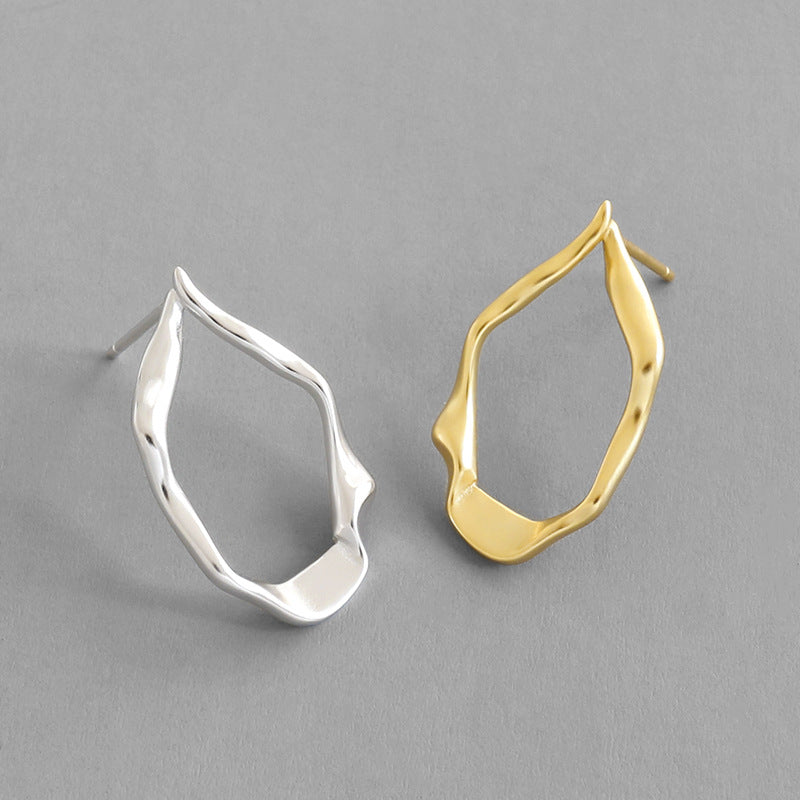 New Geometry Irregular Oval Circle Silver Stu
