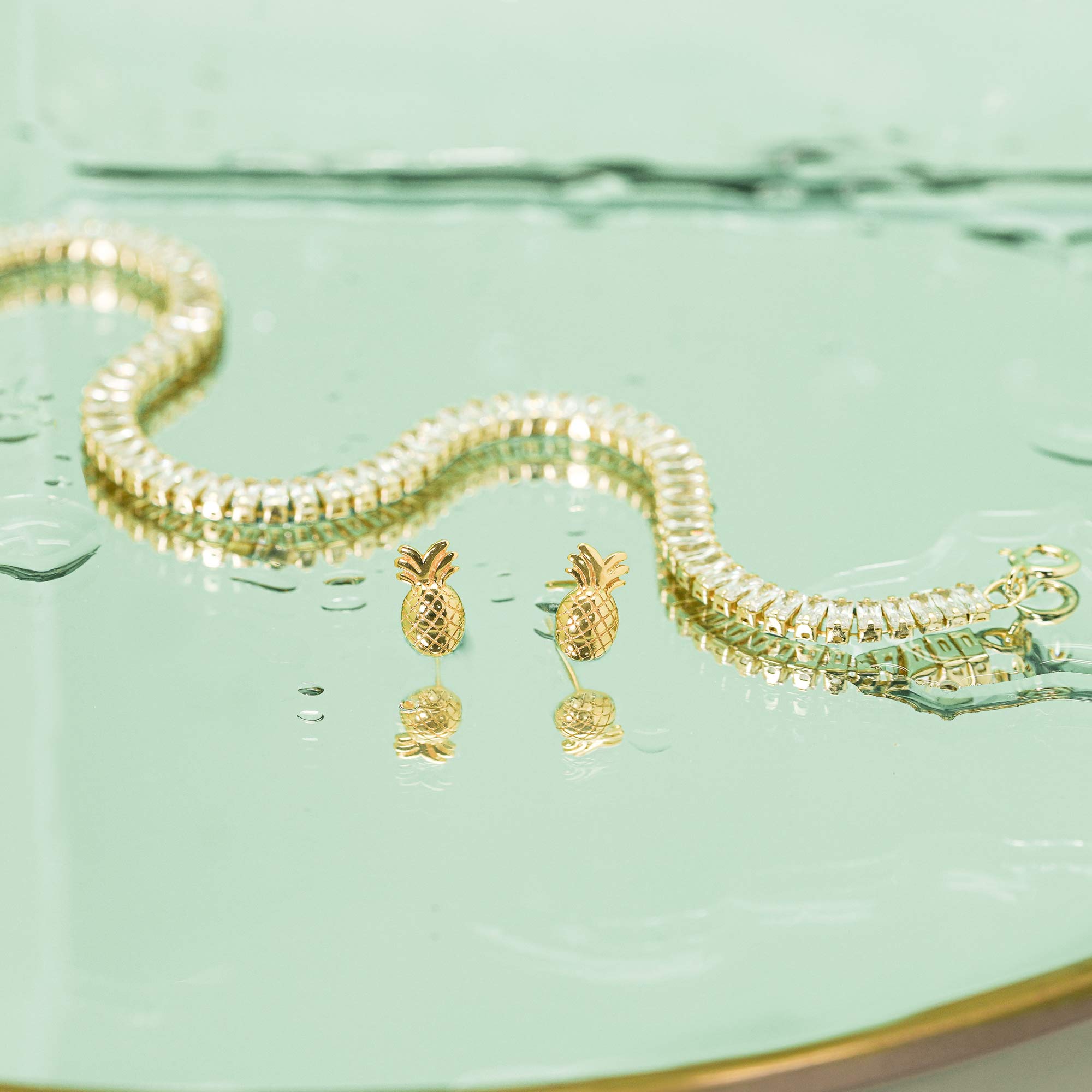 Cute Pineapple Fruit Silver Stud Earrings