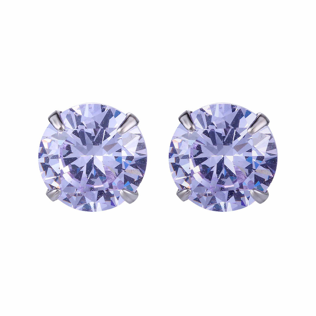 Simple Cubic Zirconia White Silver Round Stud
