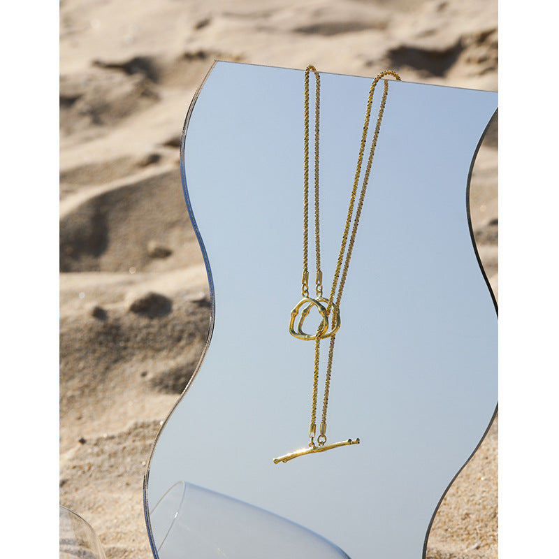 Office Popcorn Chain Ot Shape Silver Necklace