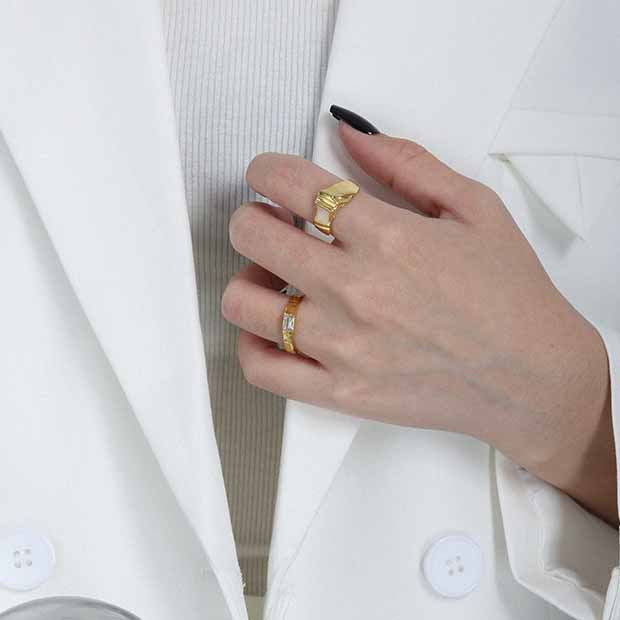 Simple Geometry Cubic Zirconia Rectangle Silver Silv