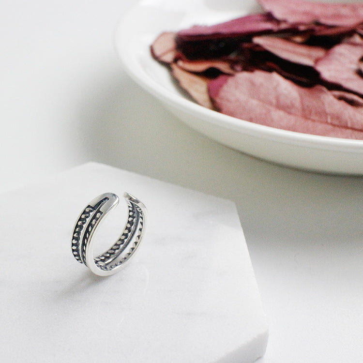 Vintage Twisted Flower Bohemia Silver Adjusta