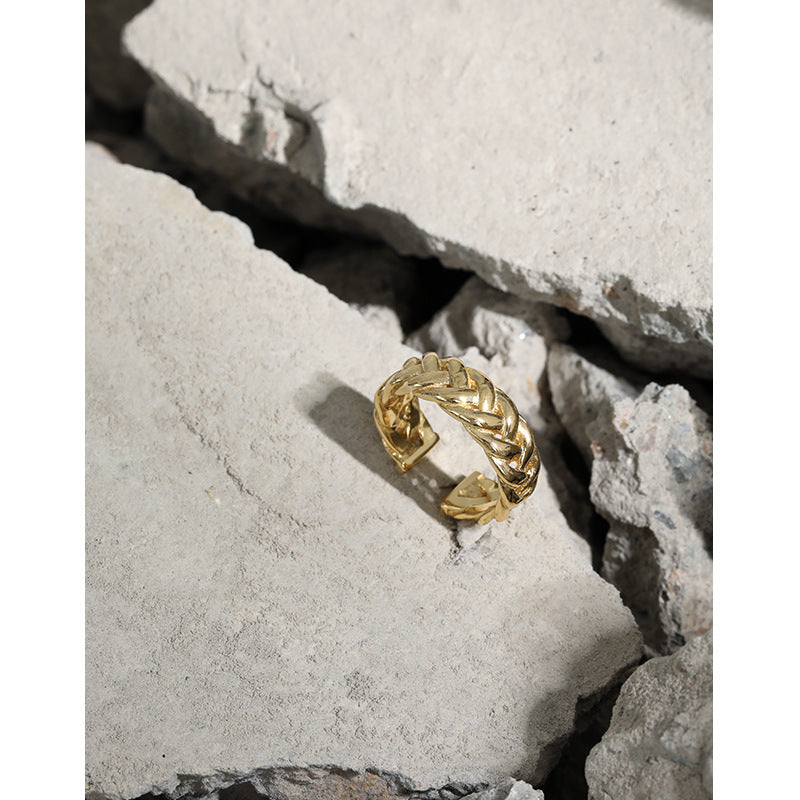 Fashion Hollow Twisted Silver Adjustable Ring