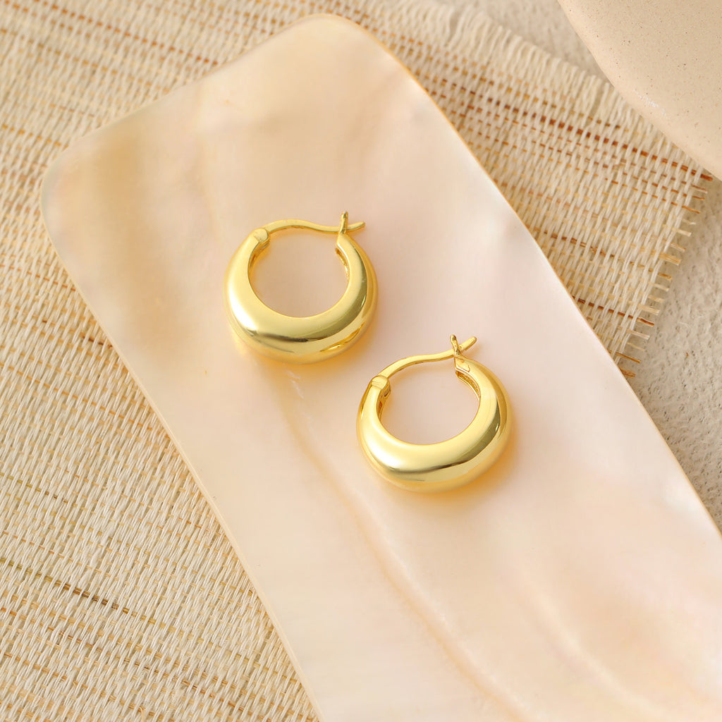 Geometry Round Circle Silver Hoop Earrings