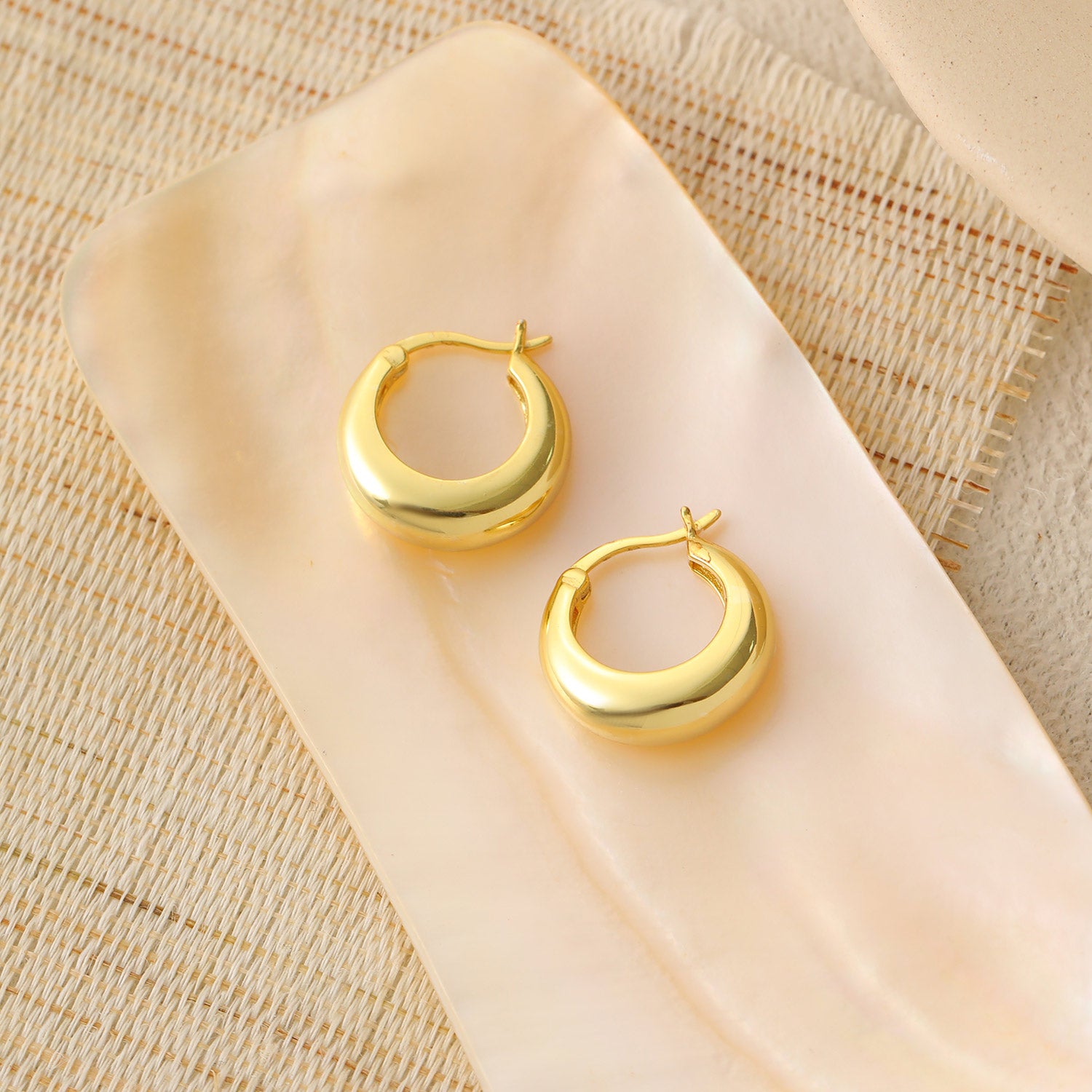 Geometry Round Circle Silver Hoop Earrings