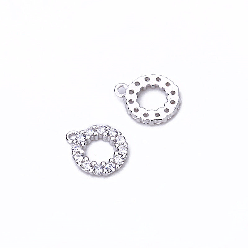 Silver Fashion Round Cubic Zirconia Diy Earring Pendant Sterl