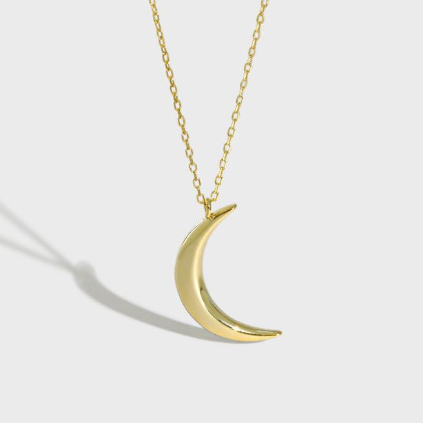 New Crescent Moon Silver Necklace