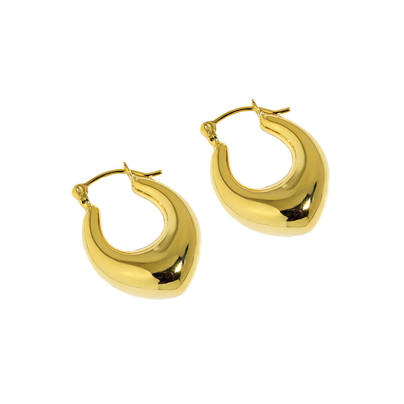 Office Letter U Shape Silver Hoop Earrings