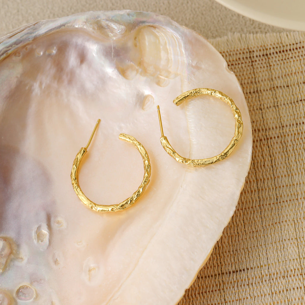 Geometry Tinfoil Pattern Circle Silver Hoop E