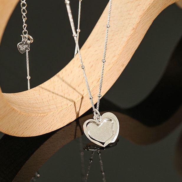 Fashion Irregular Heart Love Silver Necklace