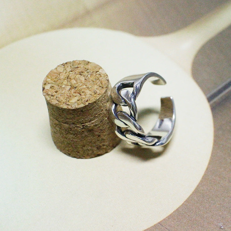 Vintage Chain Link Silver Adjustable Ring