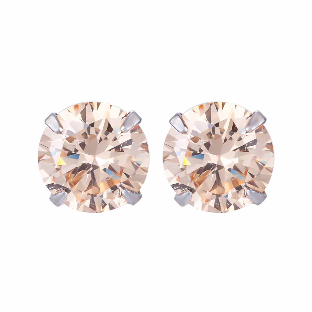 Simple Cubic Zirconia White Silver Round Stud