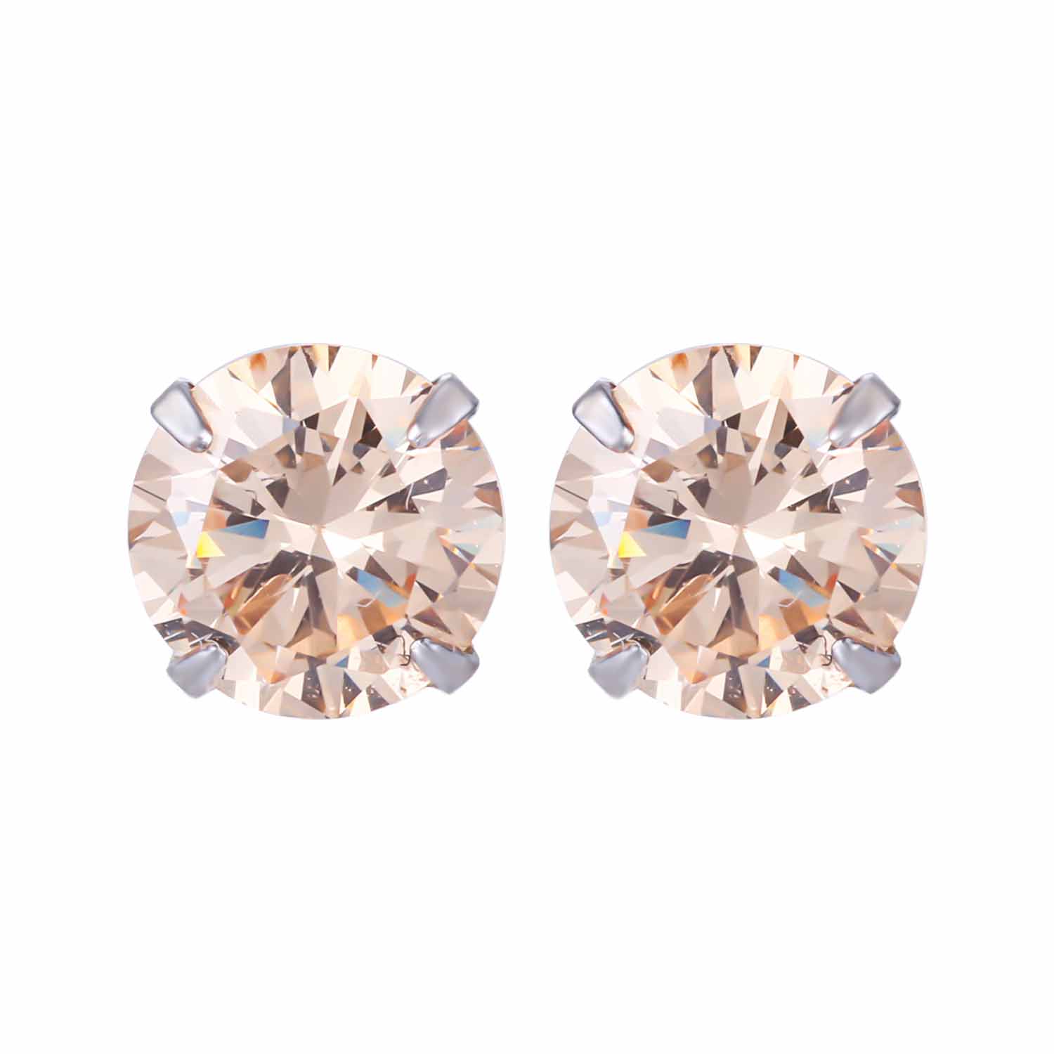 Simple Cubic Zirconia White Silver Round Stud