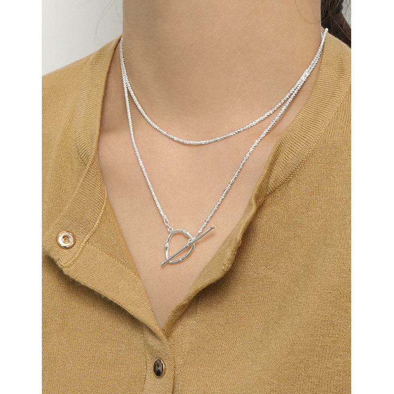Office Popcorn Chain Ot Shape Silver Necklace